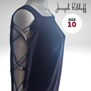 Joseph Ribkoff Black Cold-Shoulder Top – Size 10